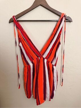 ILLA ILLA Orange, Pink and Red Striped Sleeveless Top